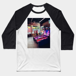 Vintage Neon Arcade Game Machines Baseball T-Shirt